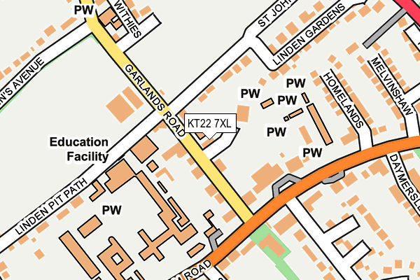 KT22 7XL map - OS OpenMap – Local (Ordnance Survey) KT22 7XL map - OS OpenMap – Local (Ordnance Survey)