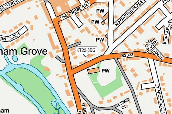 KT22 8BG map - OS OpenMap – Local (Ordnance Survey) KT22 8BG map - OS OpenMap – Local (Ordnance Survey)