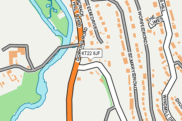 KT22 8JF map - OS OpenMap – Local (Ordnance Survey) KT22 8JF map - OS OpenMap – Local (Ordnance Survey)