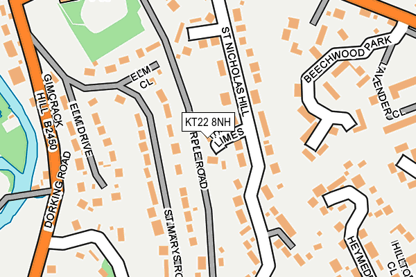 KT22 8NH map - OS OpenMap – Local (Ordnance Survey) KT22 8NH map - OS OpenMap – Local (Ordnance Survey)