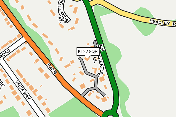 KT22 8QR map - OS OpenMap – Local (Ordnance Survey) KT22 8QR map - OS OpenMap – Local (Ordnance Survey)