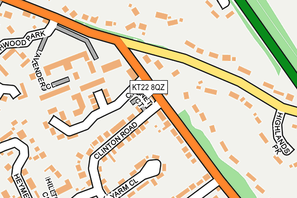 KT22 8QZ map - OS OpenMap – Local (Ordnance Survey) KT22 8QZ map - OS OpenMap – Local (Ordnance Survey)