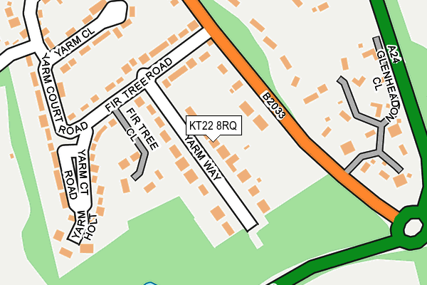 KT22 8RQ map - OS OpenMap – Local (Ordnance Survey) KT22 8RQ map - OS OpenMap – Local (Ordnance Survey)
