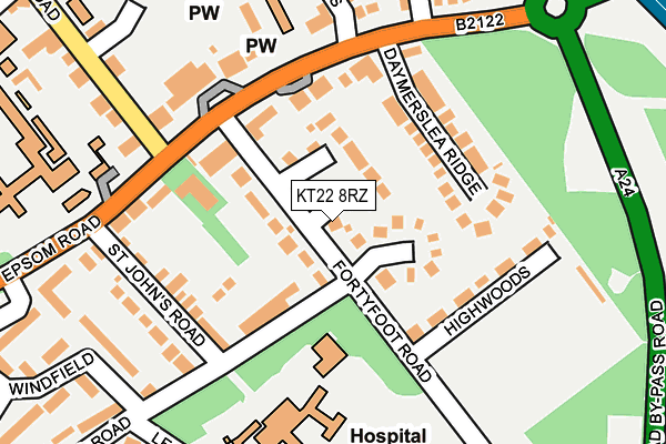 KT22 8RZ map - OS OpenMap – Local (Ordnance Survey) KT22 8RZ map - OS OpenMap – Local (Ordnance Survey)