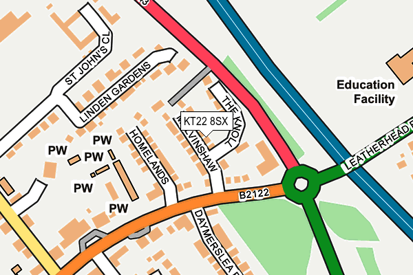 KT22 8SX map - OS OpenMap – Local (Ordnance Survey) KT22 8SX map - OS OpenMap – Local (Ordnance Survey)
