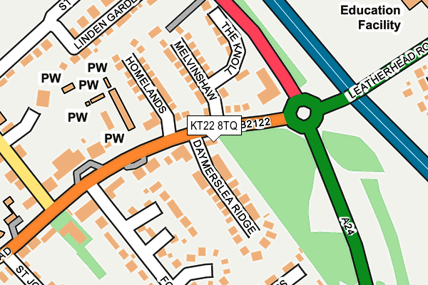 KT22 8TQ map - OS OpenMap – Local (Ordnance Survey) KT22 8TQ map - OS OpenMap – Local (Ordnance Survey)