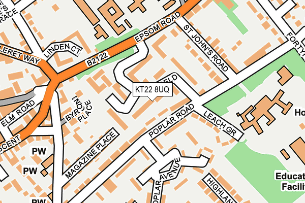KT22 8UQ map - OS OpenMap – Local (Ordnance Survey) KT22 8UQ map - OS OpenMap – Local (Ordnance Survey)