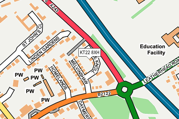 KT22 8XH map - OS OpenMap – Local (Ordnance Survey) KT22 8XH map - OS OpenMap – Local (Ordnance Survey)