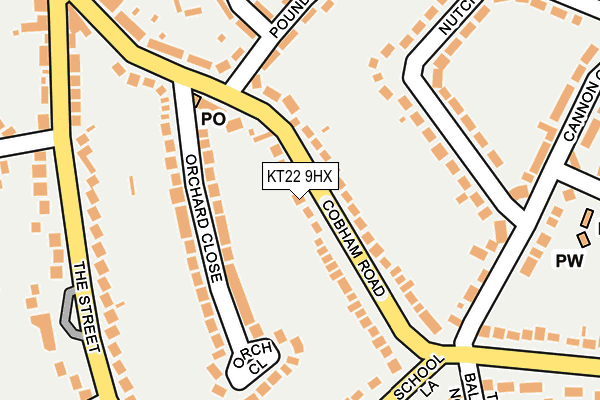 KT22 9HX map - OS OpenMap – Local (Ordnance Survey)