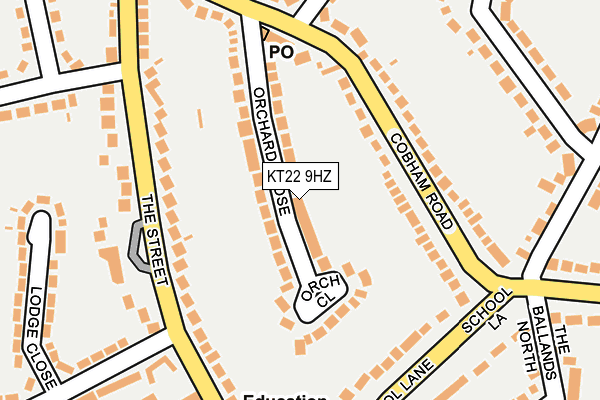 KT22 9HZ map - OS OpenMap – Local (Ordnance Survey)