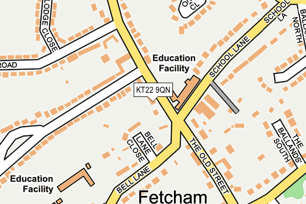 KT22 9QN map - OS OpenMap – Local (Ordnance Survey)
