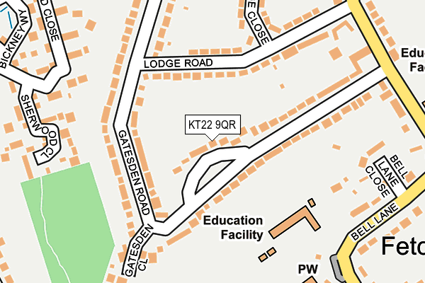 KT22 9QR map - OS OpenMap – Local (Ordnance Survey) KT22 9QR map - OS OpenMap – Local (Ordnance Survey)