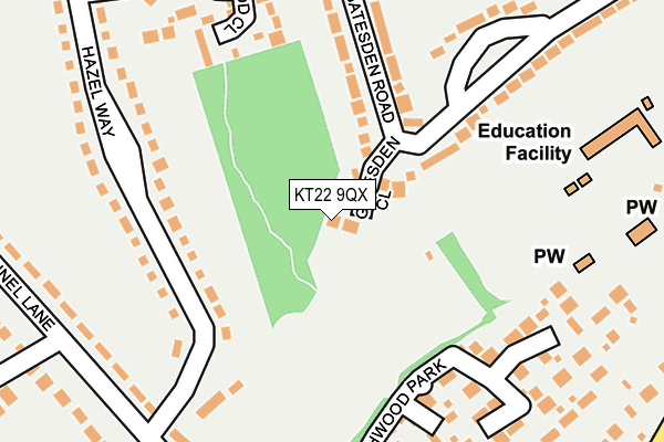 KT22 9QX map - OS OpenMap – Local (Ordnance Survey) KT22 9QX map - OS OpenMap – Local (Ordnance Survey)