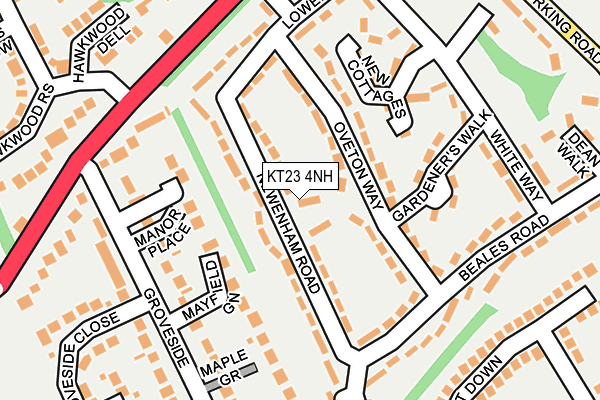KT23 4NH map - OS OpenMap – Local (Ordnance Survey) KT23 4NH map - OS OpenMap – Local (Ordnance Survey)