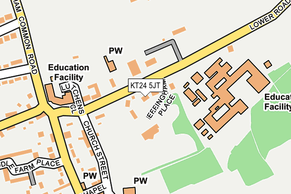 KT24 5JT map - OS OpenMap – Local (Ordnance Survey) KT24 5JT map - OS OpenMap – Local (Ordnance Survey)