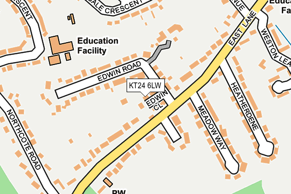 KT24 6LW map - OS OpenMap – Local (Ordnance Survey) KT24 6LW map - OS OpenMap – Local (Ordnance Survey)