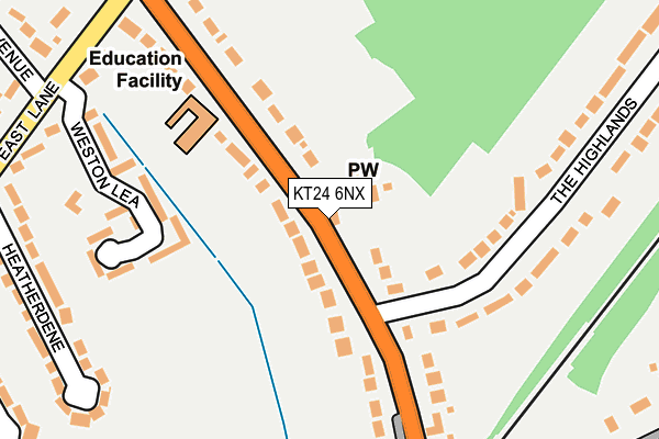 KT24 6NX map - OS OpenMap – Local (Ordnance Survey) KT24 6NX map - OS OpenMap – Local (Ordnance Survey)