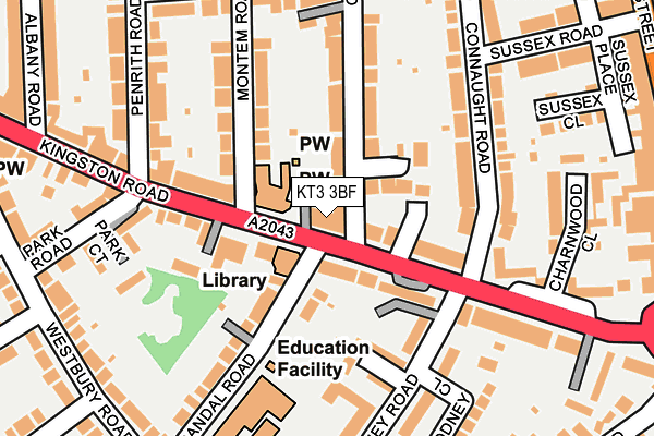 KT3 3BF map - OS OpenMap – Local (Ordnance Survey)