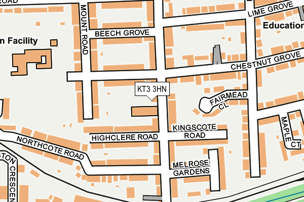 KT3 3HN map - OS OpenMap – Local (Ordnance Survey) KT3 3HN map - OS OpenMap – Local (Ordnance Survey)