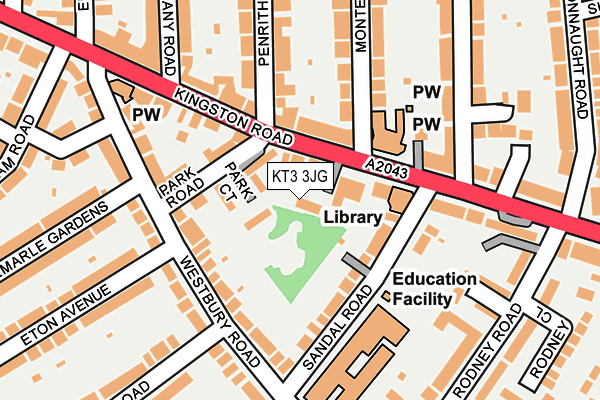 KT3 3JG map - OS OpenMap – Local (Ordnance Survey) KT3 3JG map - OS OpenMap – Local (Ordnance Survey)