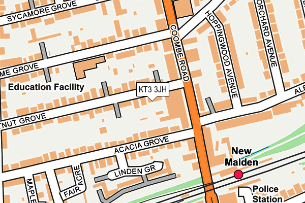 KT3 3JH map - OS OpenMap – Local (Ordnance Survey) KT3 3JH map - OS OpenMap – Local (Ordnance Survey)