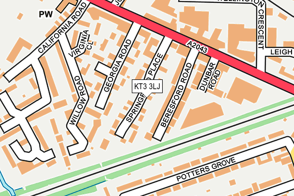 KT3 3LJ map - OS OpenMap – Local (Ordnance Survey) KT3 3LJ map - OS OpenMap – Local (Ordnance Survey)