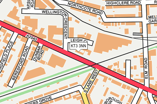 KT3 3NN map - OS OpenMap – Local (Ordnance Survey) KT3 3NN map - OS OpenMap – Local (Ordnance Survey)