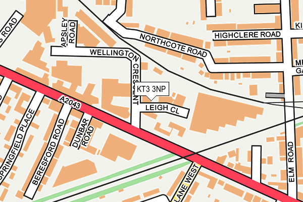 KT3 3NP map - OS OpenMap – Local (Ordnance Survey) KT3 3NP map - OS OpenMap – Local (Ordnance Survey)