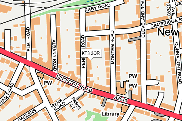KT3 3QR map - OS OpenMap – Local (Ordnance Survey) KT3 3QR map - OS OpenMap – Local (Ordnance Survey)