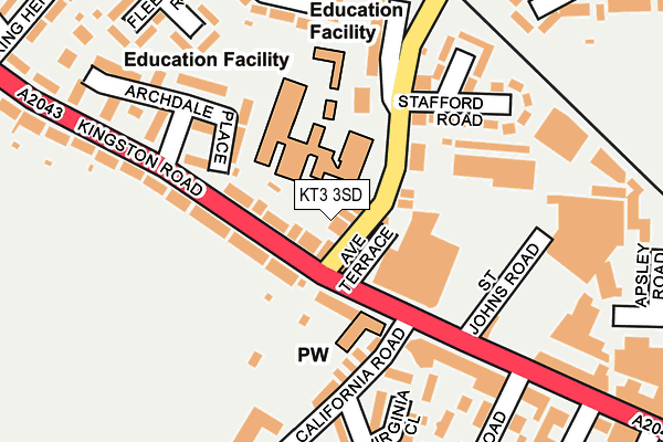 KT3 3SD map - OS OpenMap – Local (Ordnance Survey) KT3 3SD map - OS OpenMap – Local (Ordnance Survey)