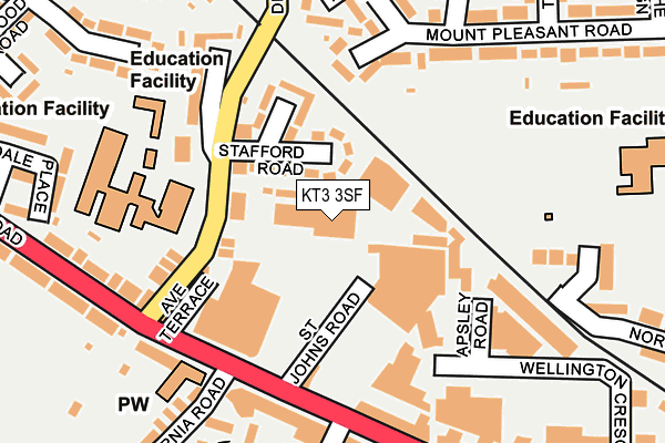 KT3 3SF map - OS OpenMap – Local (Ordnance Survey)