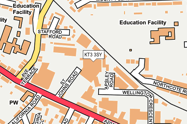 KT3 3SY map - OS OpenMap – Local (Ordnance Survey) KT3 3SY map - OS OpenMap – Local (Ordnance Survey)