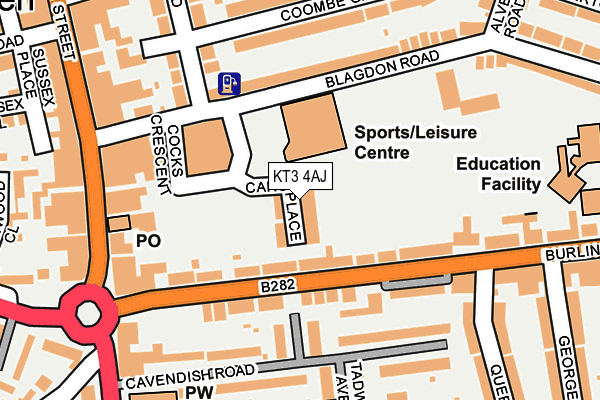 KT3 4AJ map - OS OpenMap – Local (Ordnance Survey) KT3 4AJ map - OS OpenMap – Local (Ordnance Survey)