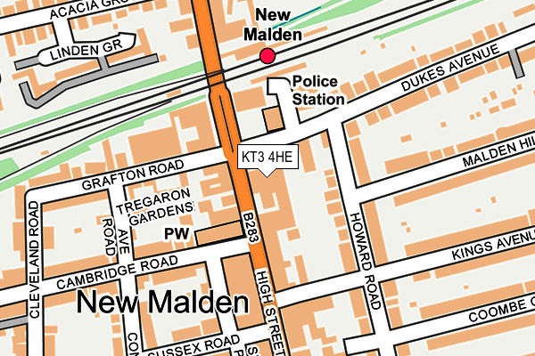KT3 4HE map - OS OpenMap – Local (Ordnance Survey) KT3 4HE map - OS OpenMap – Local (Ordnance Survey)