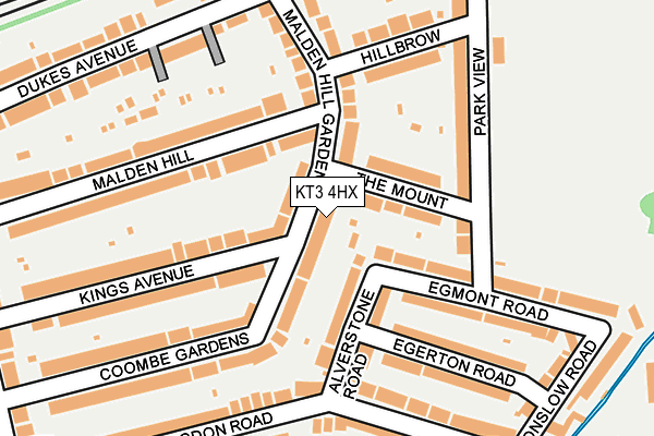 KT3 4HX map - OS OpenMap – Local (Ordnance Survey) KT3 4HX map - OS OpenMap – Local (Ordnance Survey)