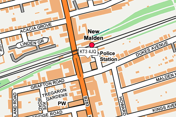 KT3 4JQ map - OS OpenMap – Local (Ordnance Survey) KT3 4JQ map - OS OpenMap – Local (Ordnance Survey)