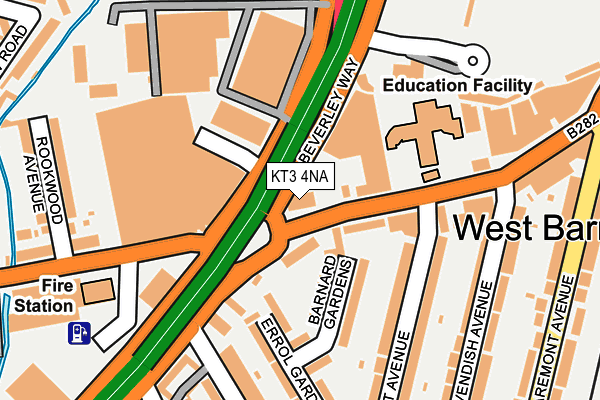 KT3 4NA map - OS OpenMap – Local (Ordnance Survey)