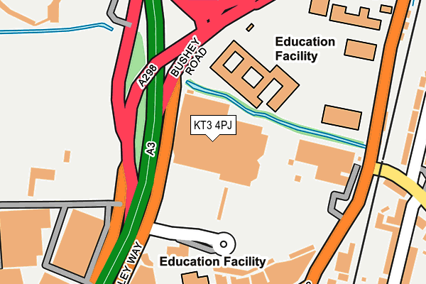 KT3 4PJ map - OS OpenMap – Local (Ordnance Survey) KT3 4PJ map - OS OpenMap – Local (Ordnance Survey)