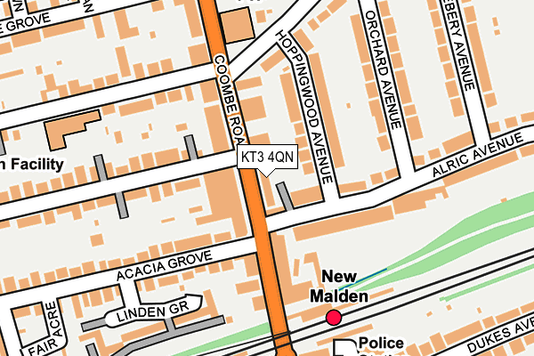 KT3 4QN map - OS OpenMap – Local (Ordnance Survey) KT3 4QN map - OS OpenMap – Local (Ordnance Survey)