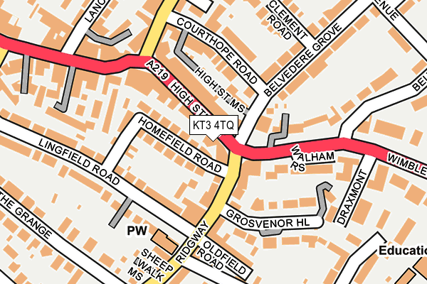 KT3 4TQ map - OS OpenMap – Local (Ordnance Survey) KT3 4TQ map - OS OpenMap – Local (Ordnance Survey)