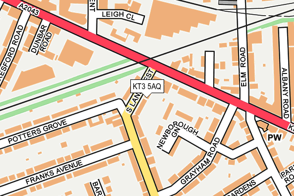 KT3 5AQ map - OS OpenMap – Local (Ordnance Survey) KT3 5AQ map - OS OpenMap – Local (Ordnance Survey)
