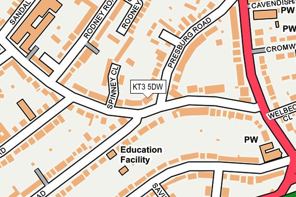 KT3 5DW map - OS OpenMap – Local (Ordnance Survey) KT3 5DW map - OS OpenMap – Local (Ordnance Survey)