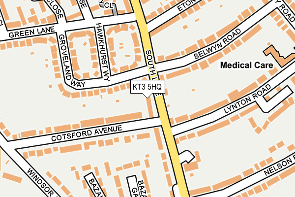 KT3 5HQ map - OS OpenMap – Local (Ordnance Survey) KT3 5HQ map - OS OpenMap – Local (Ordnance Survey)