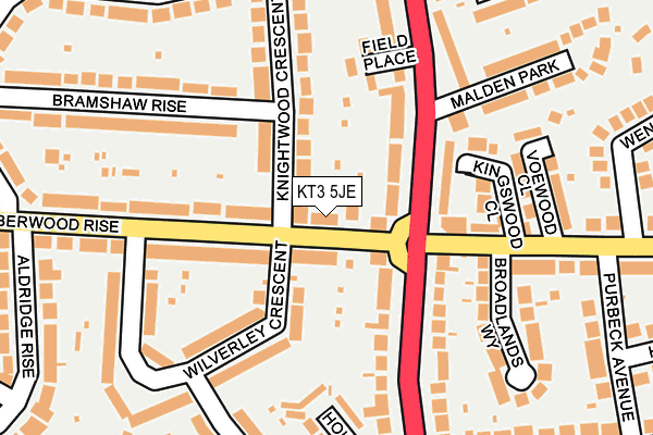 KT3 5JE map - OS OpenMap – Local (Ordnance Survey) KT3 5JE map - OS OpenMap – Local (Ordnance Survey)