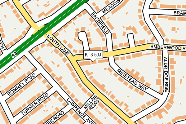 KT3 5JJ map - OS OpenMap – Local (Ordnance Survey) KT3 5JJ map - OS OpenMap – Local (Ordnance Survey)