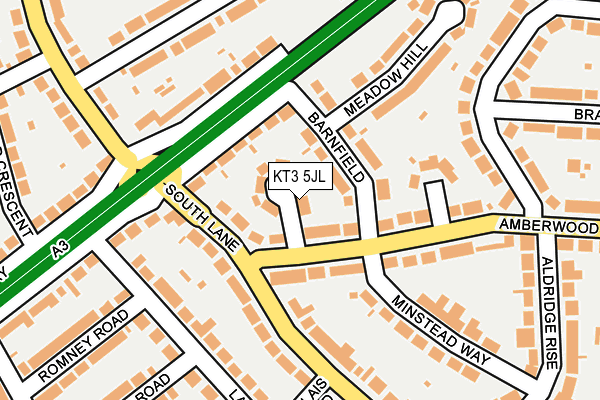 KT3 5JL map - OS OpenMap – Local (Ordnance Survey) KT3 5JL map - OS OpenMap – Local (Ordnance Survey)