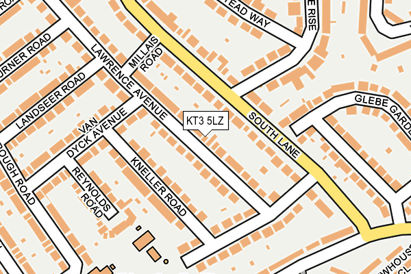 KT3 5LZ map - OS OpenMap – Local (Ordnance Survey) KT3 5LZ map - OS OpenMap – Local (Ordnance Survey)