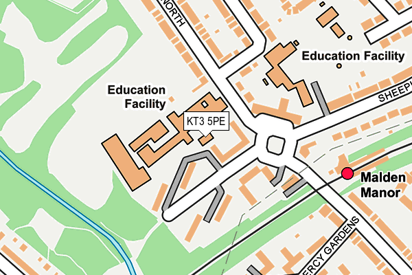 KT3 5PE map - OS OpenMap – Local (Ordnance Survey) KT3 5PE map - OS OpenMap – Local (Ordnance Survey)