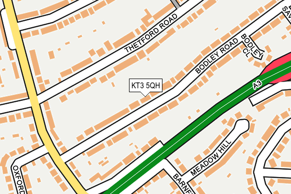KT3 5QH map - OS OpenMap – Local (Ordnance Survey) KT3 5QH map - OS OpenMap – Local (Ordnance Survey)