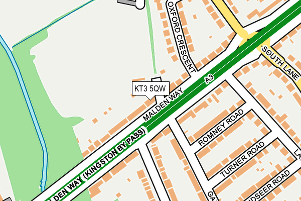 KT3 5QW map - OS OpenMap – Local (Ordnance Survey) KT3 5QW map - OS OpenMap – Local (Ordnance Survey)